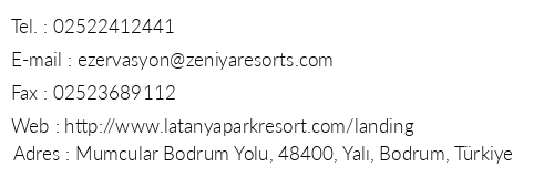 Latanya Park Resort Hotel telefon numaralar, faks, e-mail, posta adresi ve iletiim bilgileri